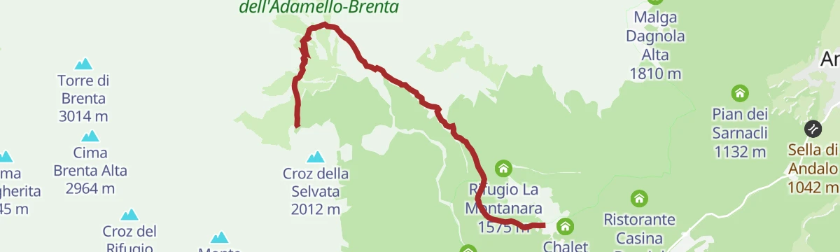 Route map: Trekking to Rifugio Selvata